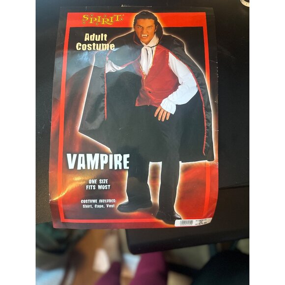 Adult Vampire Costume Shirt Cape & Vest Spirit Halloween One Size Fits Most - Picture 1 of 4